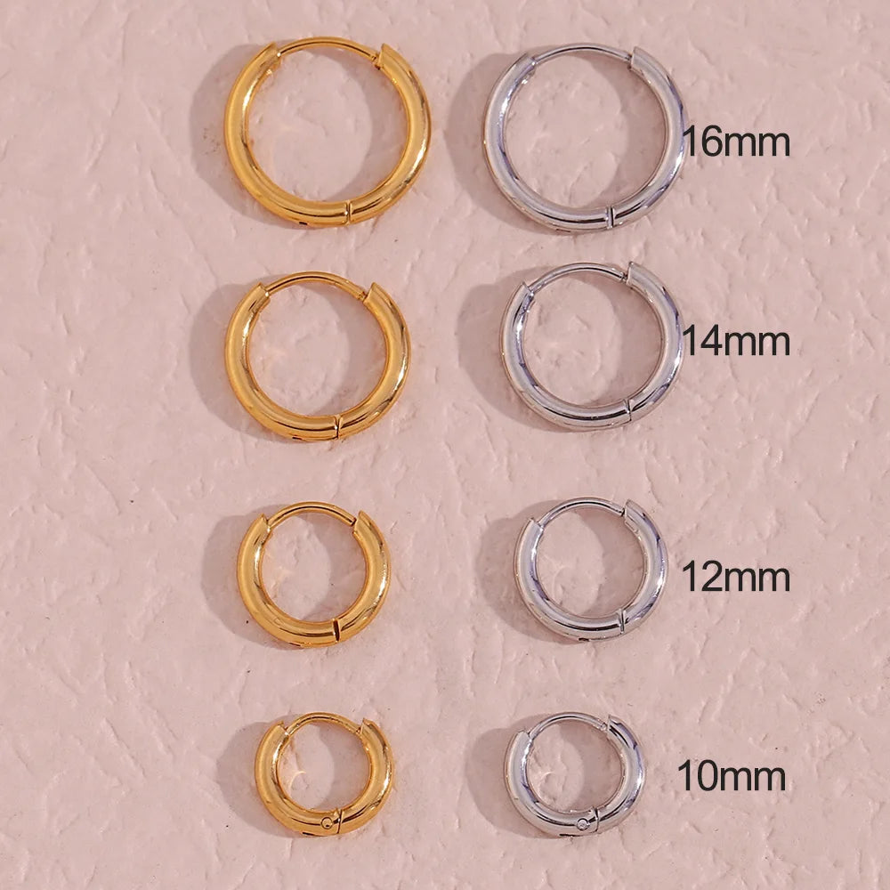 Waterproof Gold Hoop Earrings - 18K Gold Plated - 10mm to 16mm