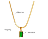 Waterproof Elegant Green Zircon Necklace & Earrings Set – 18K Gold Plated