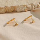 Waterproof Gold Petal Stud Earrings - 18K Gold Plated