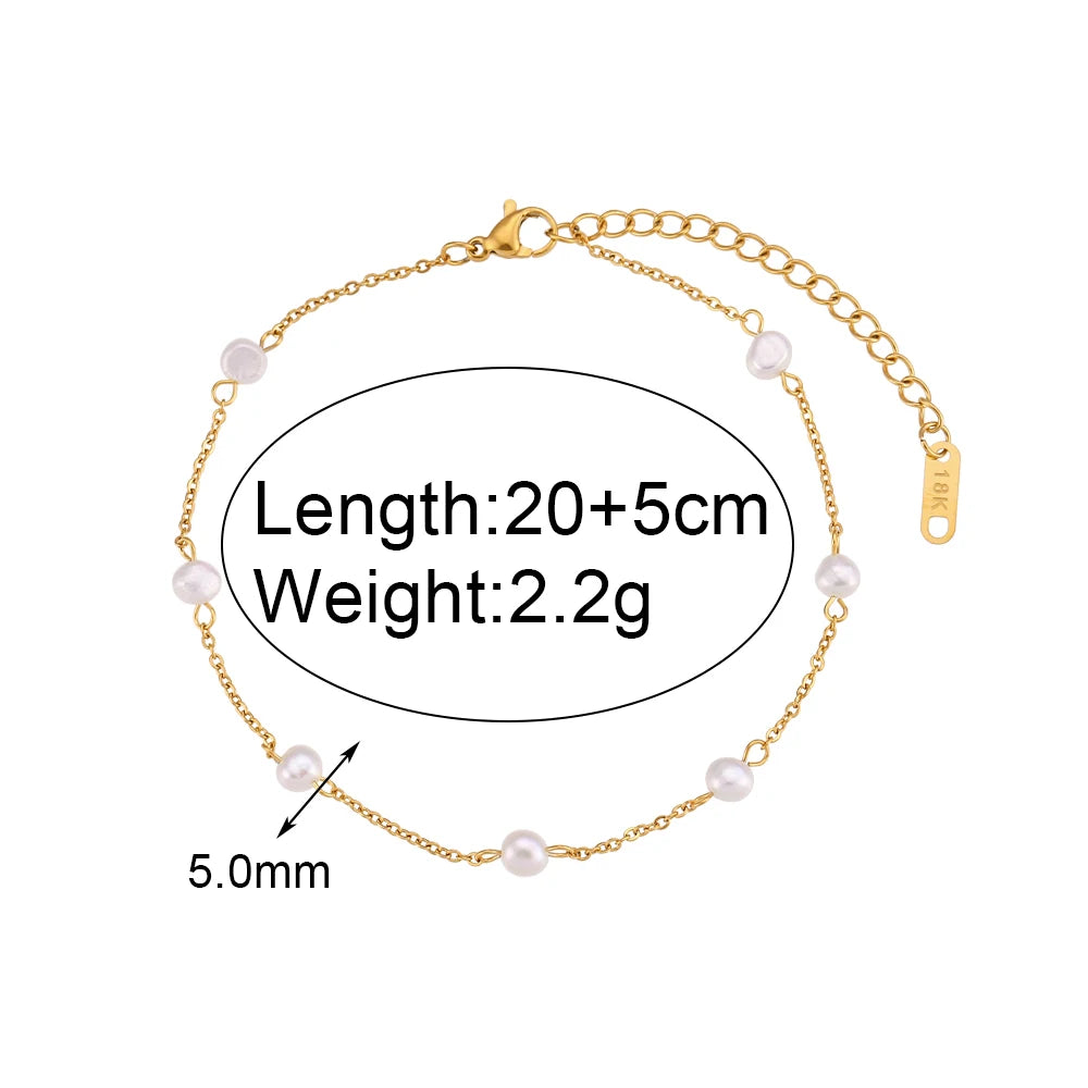 Waterproof Freshwater Pearl Anklet 18K - Gold Plated