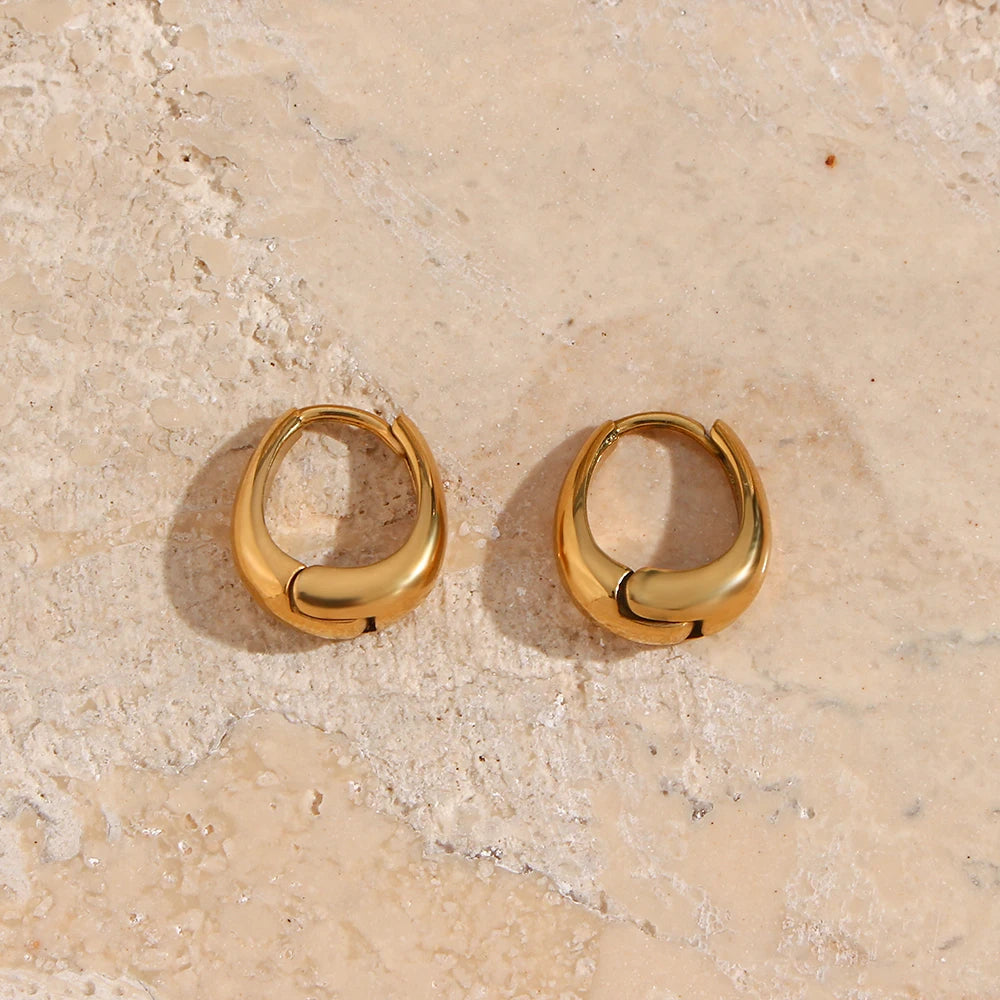 Waterproof Gold Hoop Earrings - 18K Gold Plated