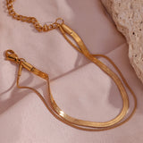 Waterproof Minimalist Double Layer Snake Chain Bracelet - 18K Gold Plated