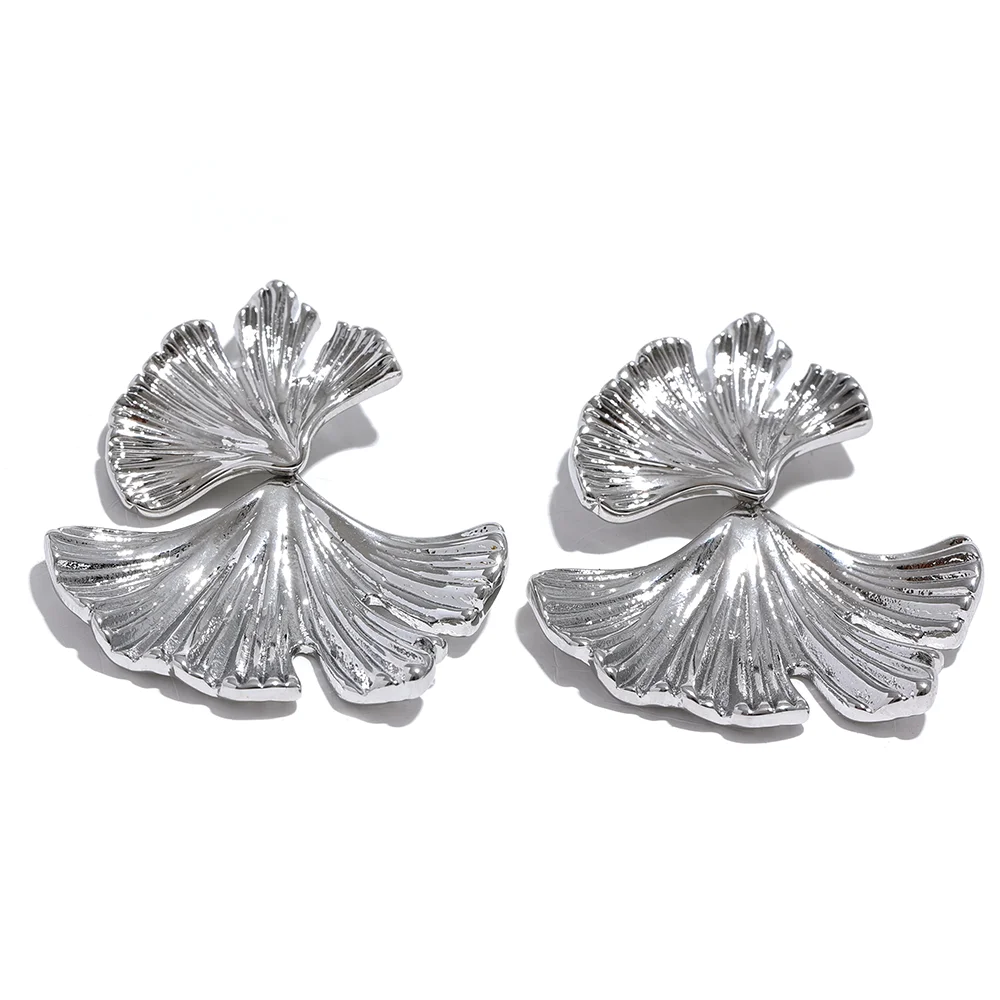 Waterproof Ginkgo Leaf Gold Drop Earrings - 18K Gold Plated