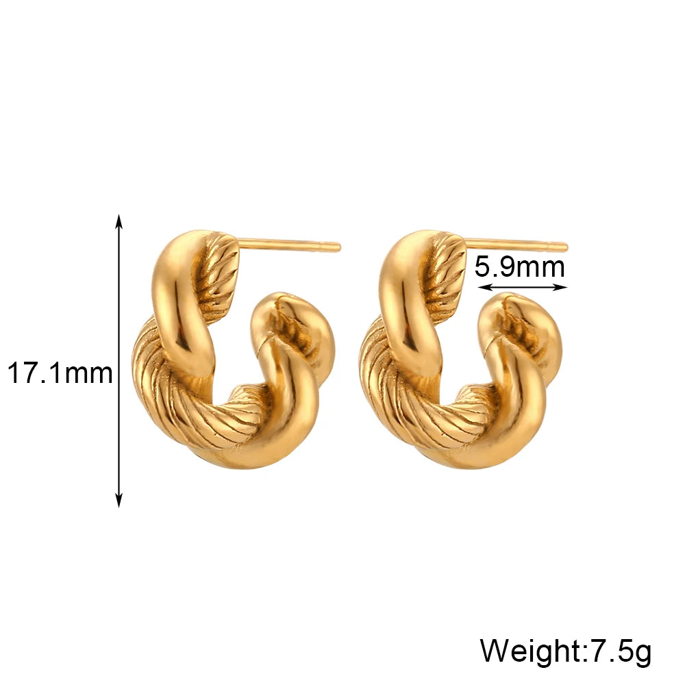 LillyFleur Waterproof Twisted Hoop Earrings 17.1mm - 18K Gold Plated