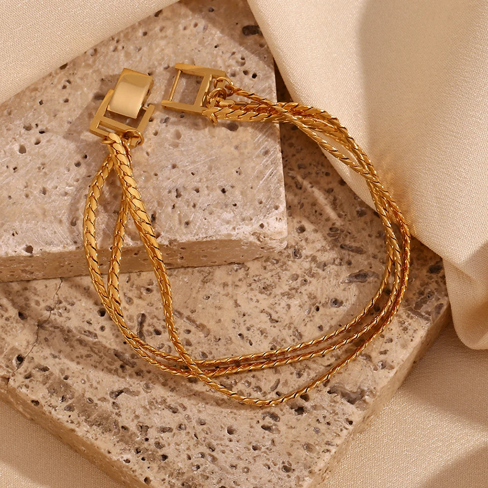 Waterproof Elegant Triple Layer Gold Bracelet - 18K Gold Plated