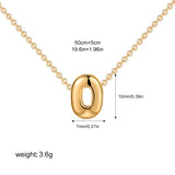 3D Bubble Initial Letter O in 18K Gold-Plated Stainless Steel size 10mmx7mm and chain 50cm+5cm