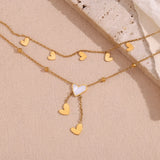 Waterproof Double Layered Heart Tassel Anklet - 18K Gold Plated
