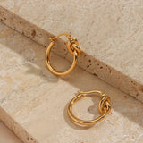 Waterproof Knot Hoop Earrings - 18K Gold Plated