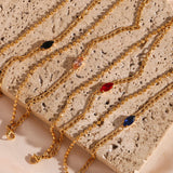 Waterproof Elegant Double Layer Beaded Chain Bracelet black pink red or blue - 18K Gold Plated 