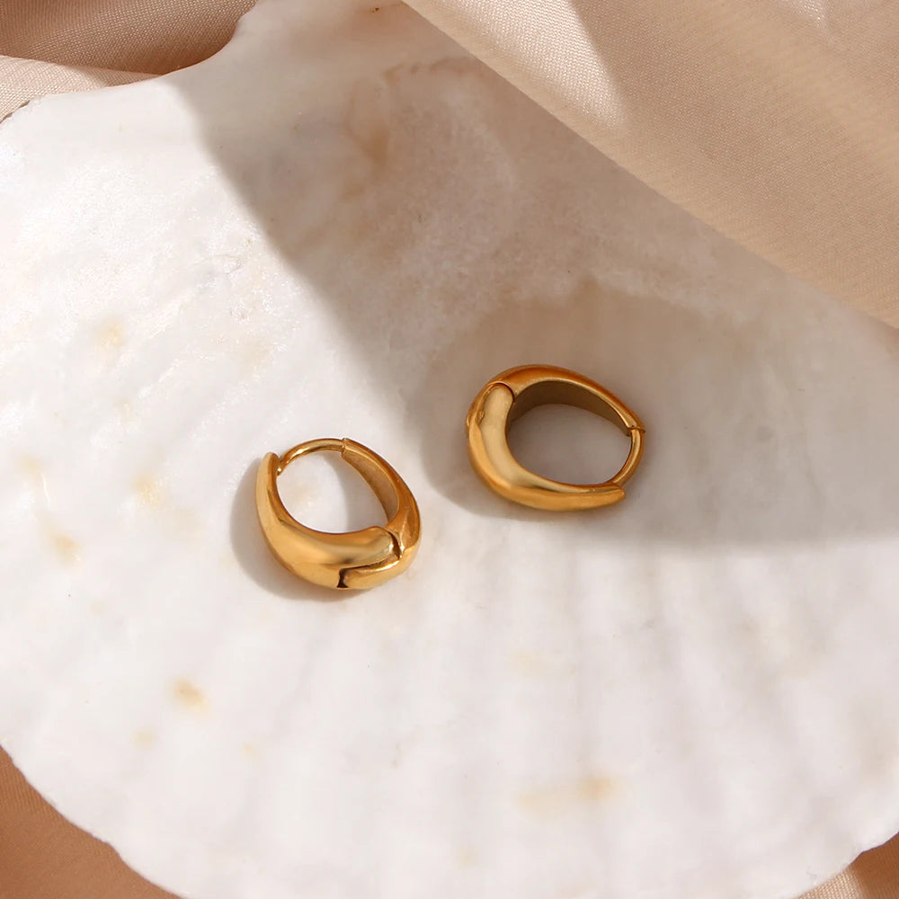 Waterproof Gold Hoop Earrings - 18K Gold Plated
