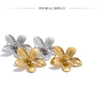 Waterproof Golden Daisy Flower Stud Earrings - 18K Gold Plated
