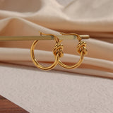 Waterproof Knot Hoop Earrings - 18K Gold Plated