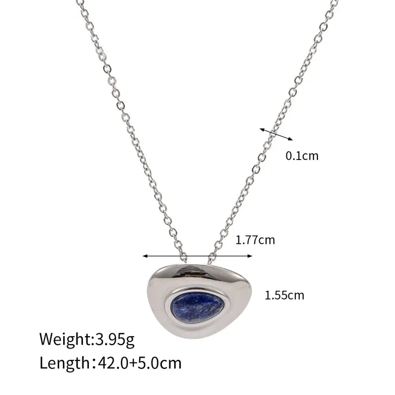 Delicate Lapis Lazuli Handmade Necklace Stainless Steel 18K PVD Plated Gold Aesthetic Jewelry Collares Para Mujer