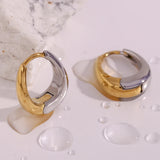 Waterproof Two-Tone Hoop Earrings - 18K Gold Plated