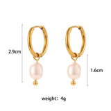 LillyFleur Waterproof Minimalist Pearl Charm Hoop Earrings 2.9cm - 18K Gold Plated