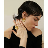 Waterproof Golden Flower Stud Earrings - 18K Gold Plated Stainless Steel