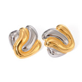 Waterproof Square Stud Earrings Silver and Gold - 18K Gold Plated