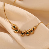 Waterproof Green Gemstone Anklet - 18K Gold Plated