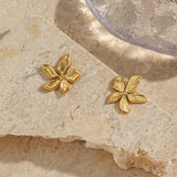 Waterproof Gold Petal Stud Earrings - 18K Gold Plated
