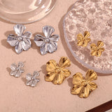 Waterproof Five Petal Flower Earrings - 18K Gold Plated