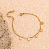 Waterproof Minimalist Stainless Steel Beaded Charm Bracelet - 18K Gold Plated