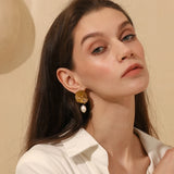 Waterproof Pearl Flower Stud Earrings - 18K Gold Plated