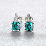 Emerald Stud Earrings in Sterling Silver 