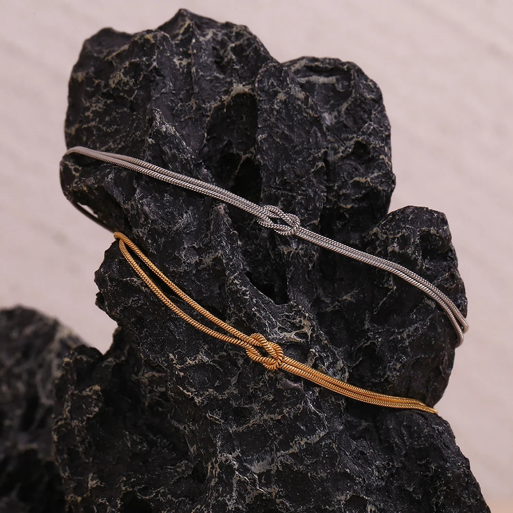 Waterproof Double Layered Snake Chain Bracelet - 18K Gold Plated