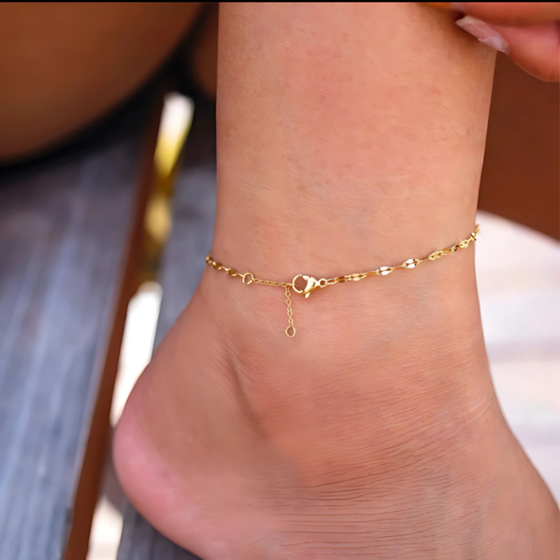 Waterproof Minimalist Anklet 18K Gold Plated with 5cm extender