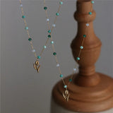 Waterproof Tulip Pendant & Colorful Beads Necklace in 18K Gold-plated Titanium Steel
