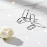 Moissanite Paperclip Link Earrings in Gold Plated Silver - Love's Unfolding Embrace