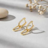 Moissanite Paperclip Link Earrings in Gold Plated Silver - Love's Unfolding Embrace