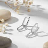 Moissanite Paperclip Link Earrings in Gold Plated Silver - Love's Unfolding Embrace