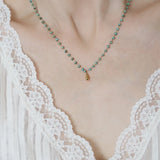 model wearing  Vintage Bead Chain Water Drop Pendant Necklace