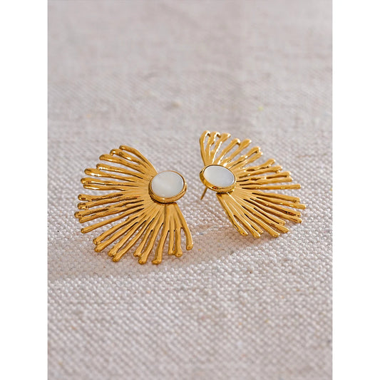 Waterproof Chrysanthemum Flower Earrings - 18K Gold Plated