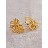 Waterproof Chrysanthemum Flower Earrings - 18K Gold Plated