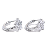 Waterproof Clear Zirconia Flower Hoop Earrings in stainless steel