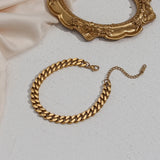 Waterproof Cuban Chain Anklet 18K Gold Plated