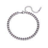 Thick Waterproof Cuban Chain Anklet in silver color stainless steel