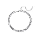 Waterproof Cuban Chain Anklet silver color, size 16+ 5cm and 8mm thickness