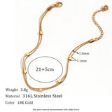  18K Gold Plated Waterproof Double Layer Anklet 21+5cm