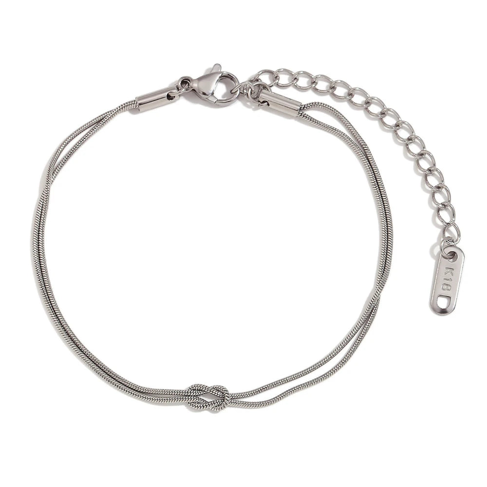 Waterproof Double Layered Snake Chain Bracelet in Silver Color