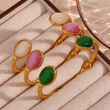 Waterproof Elegant Agate Crystal Bracelet in beige, pink and green options - 18K Gold Plated