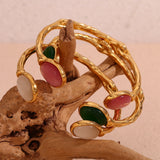 Waterproof Elegant Agate Crystal Bracelet in beige, pink and green options - 18K Gold Plated