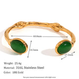 Waterproof Elegant Green Agate Crystal Bracelet  - 18K Gold Plated
