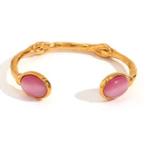 Waterproof Elegant Pink Agate Crystal Bracelet  - 18K Gold Plated