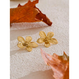 Waterproof Golden Daisy Flower Stud Earrings - 18K Gold Plated