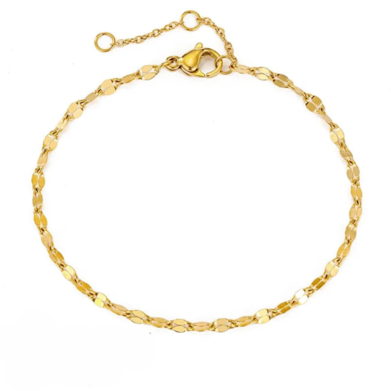 Waterproof Minimalist Anklet 18K Gold Plated 
