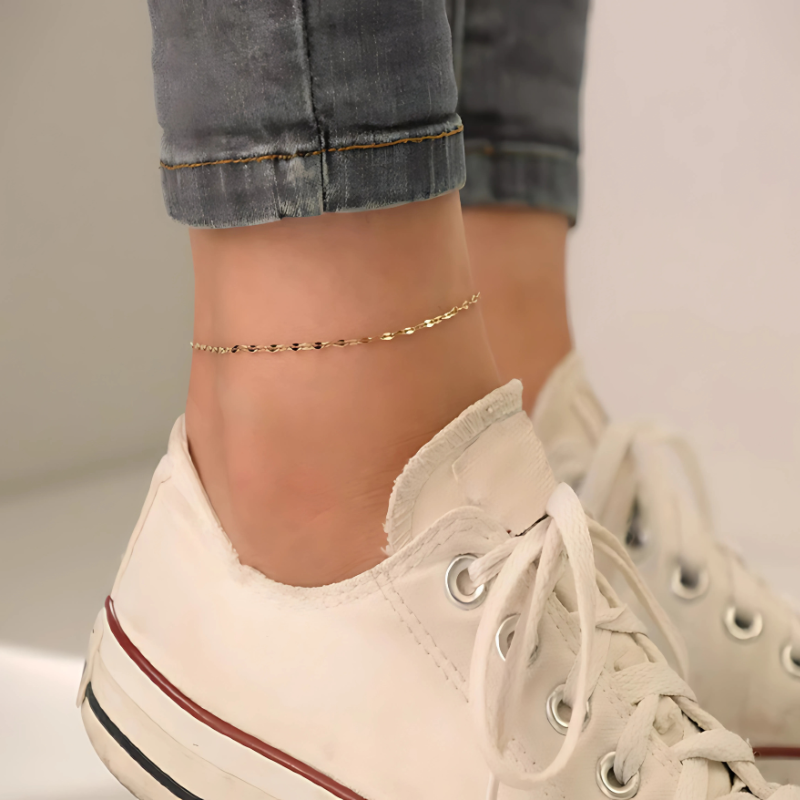 Waterproof Minimalist Anklet 18K Gold Plated for everyday wear