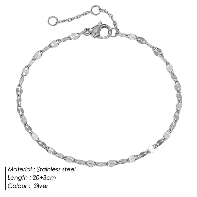 Waterproof Minimalist Anklet in silver color, 20+3cm size